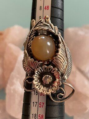 Vintage Sterling Silver Ring 6.5 Handmade Gemstone OOAK Bob Stringer Y2K $425